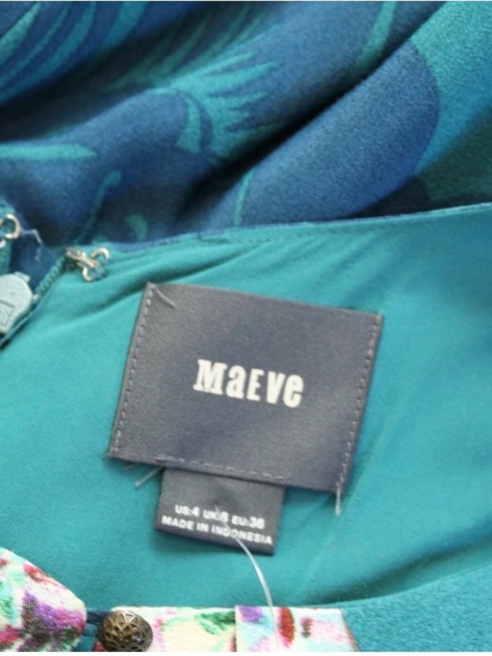 Maeve Teal Floral Cold-Shoulder Midi Dress - Picture 5 of 10
